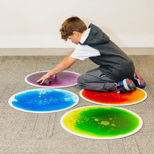 Round Gel Floor Tiles - Set of 4 - Purple, Blue, Orange, Green