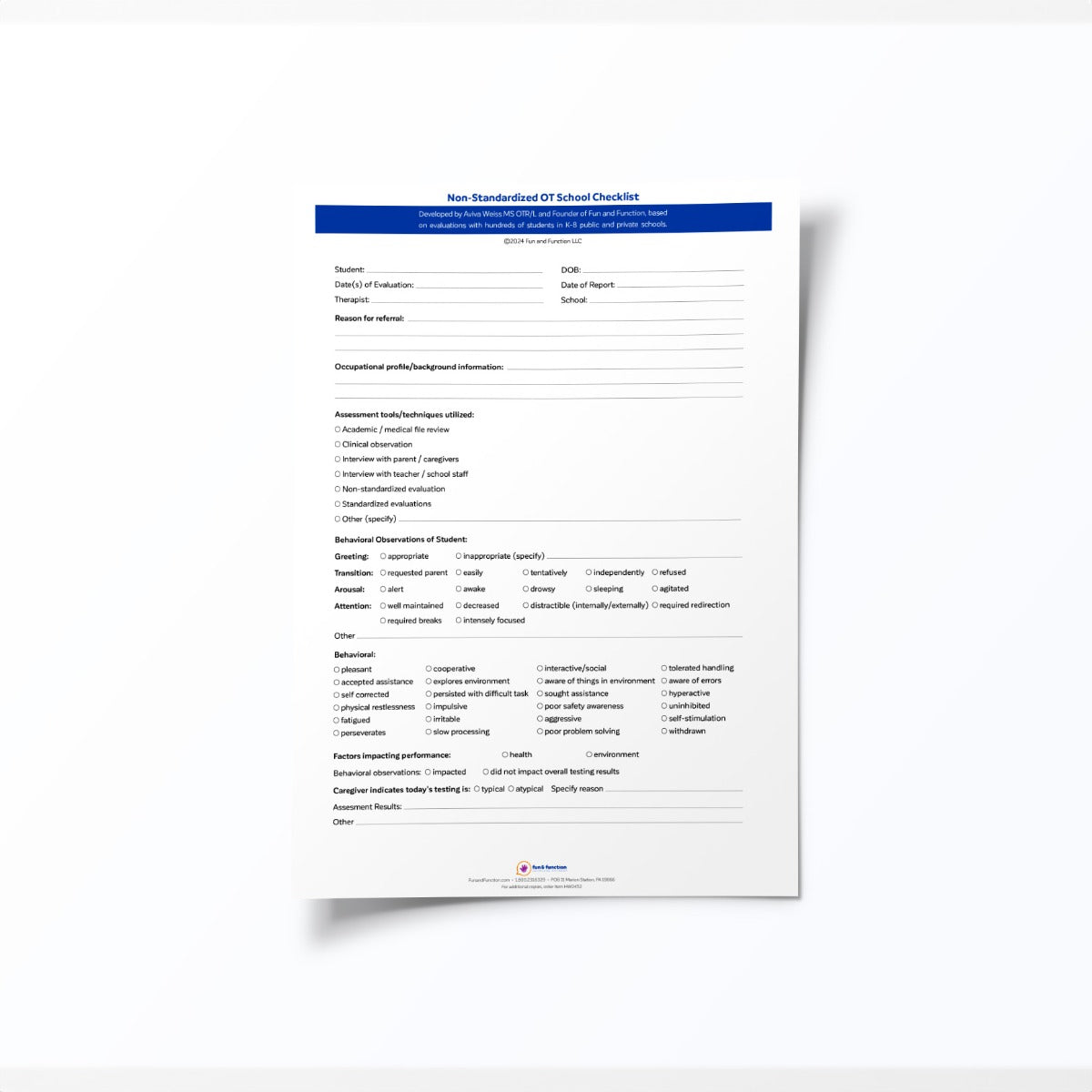 OT School Evaluation Checklist-Downloadable