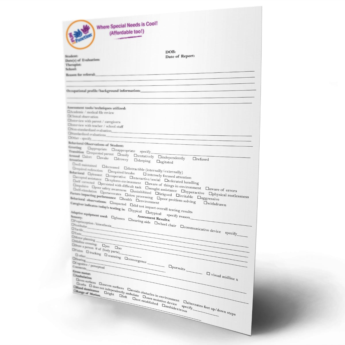 OT School Evaluation Checklist-Licensed Download for 5 Users