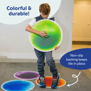 Round Gel Floor Tiles - Set of 4 - Purple, Blue, Orange, Green