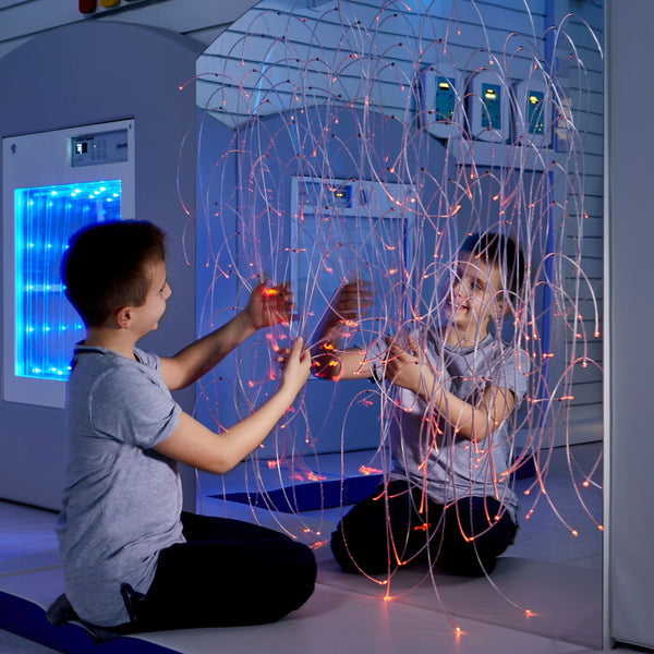 Mirror with Fiber Optic Light Strands