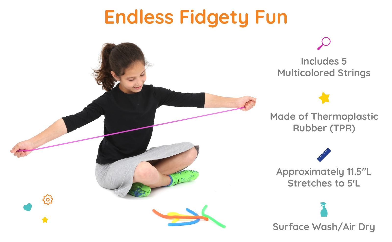 Stretchy Sensory Fidget Strings - Set of 5
