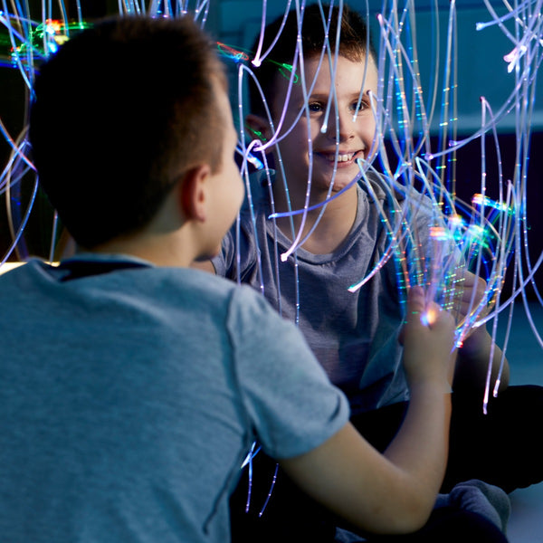 Mirror with Fiber Optic Light Strands