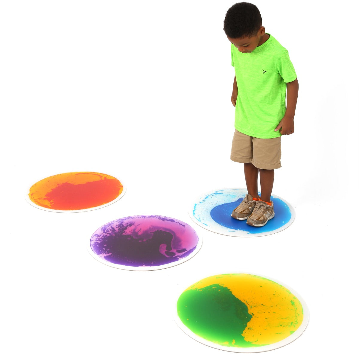 Round Gel Floor Tiles - Set of 4 - Purple, Blue, Orange, Green