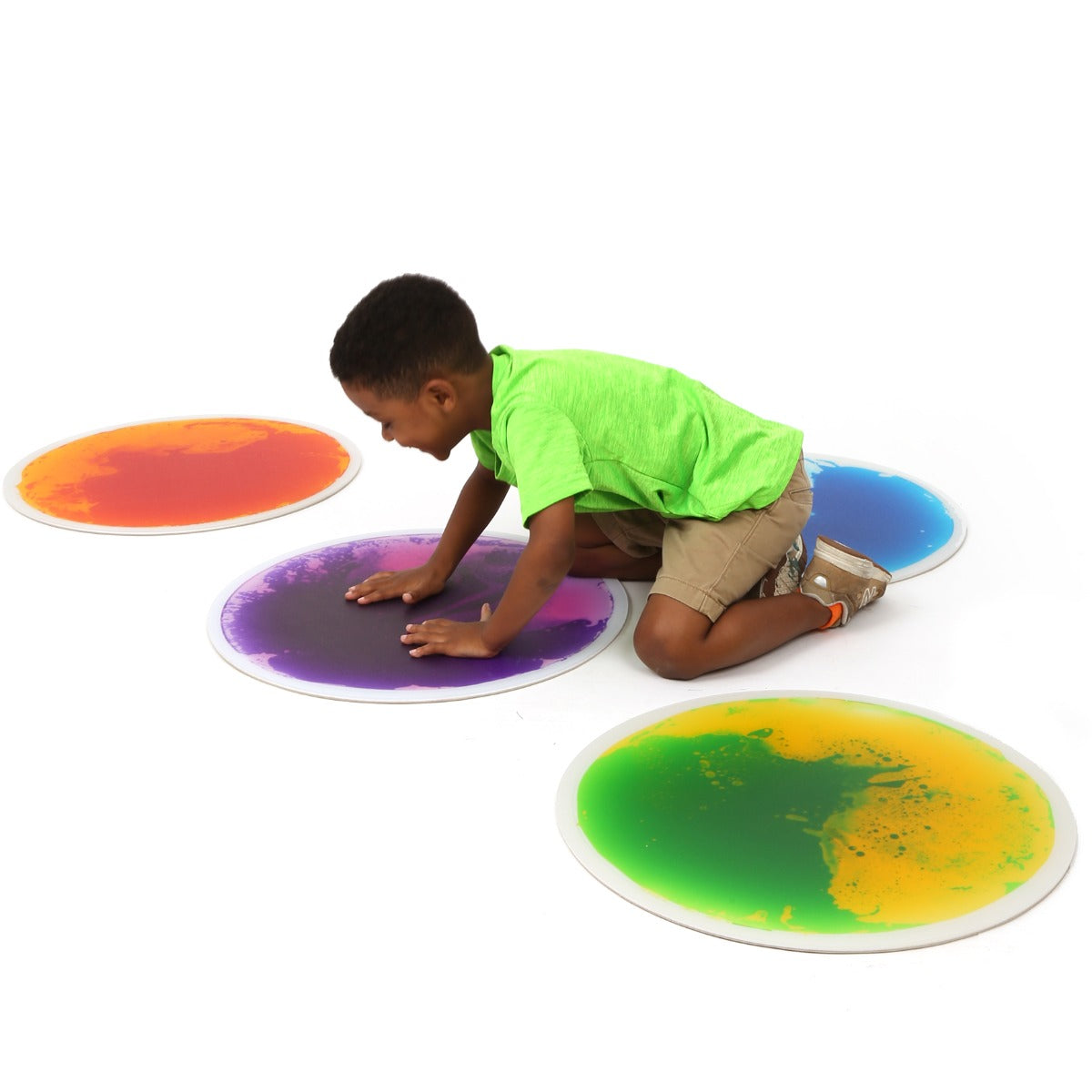 Round Gel Floor Tiles - Set of 4 - Purple, Blue, Orange, Green