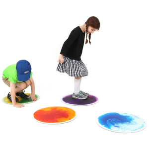 Round Gel Floor Tiles - Set of 4 - Purple, Blue, Orange, Green