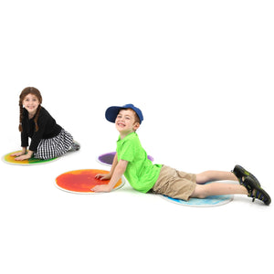 Round Gel Floor Tiles - Set of 4 - Purple, Blue, Orange, Green