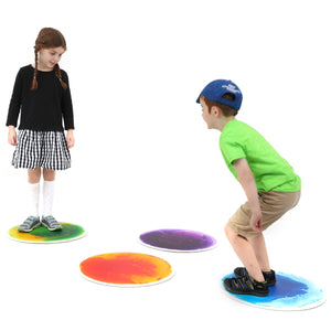 Round Gel Floor Tiles - Set of 4 - Purple, Blue, Orange, Green