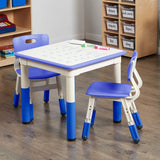 Adjustable Kids Table and Chairs 3-Piece Blue