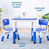 Adjustable Kids Table and Chairs 3-Piece Blue